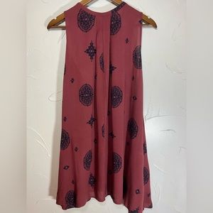 Free People Tree Swing Dress in Maroon Medallion W/Pockets SZ Small